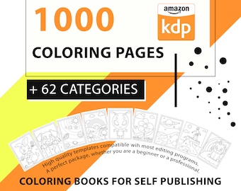 BUNDLE | KDP Interior Templates Premium - Over +62 categories of coloring pages for kids - 1000 Illustrations for Coloring Books