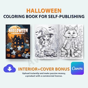 Libro da colorare di Halloween stampabile / Kdp Interior and Cover Book Bonus per AUTOPUBBLICAZIONE con licenza commerciale
