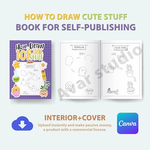 Learn to Draw Cute Stuff | Kdp Interiors and Cover Book for SELF-PUBLISHING with Commercial License - Editable Canva