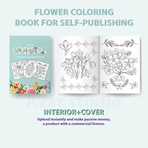 Printable Coloring Sheets Book with Flower | Kdp Interiors and Cover Bonus for SELF-PUBLISHING with Commercial License