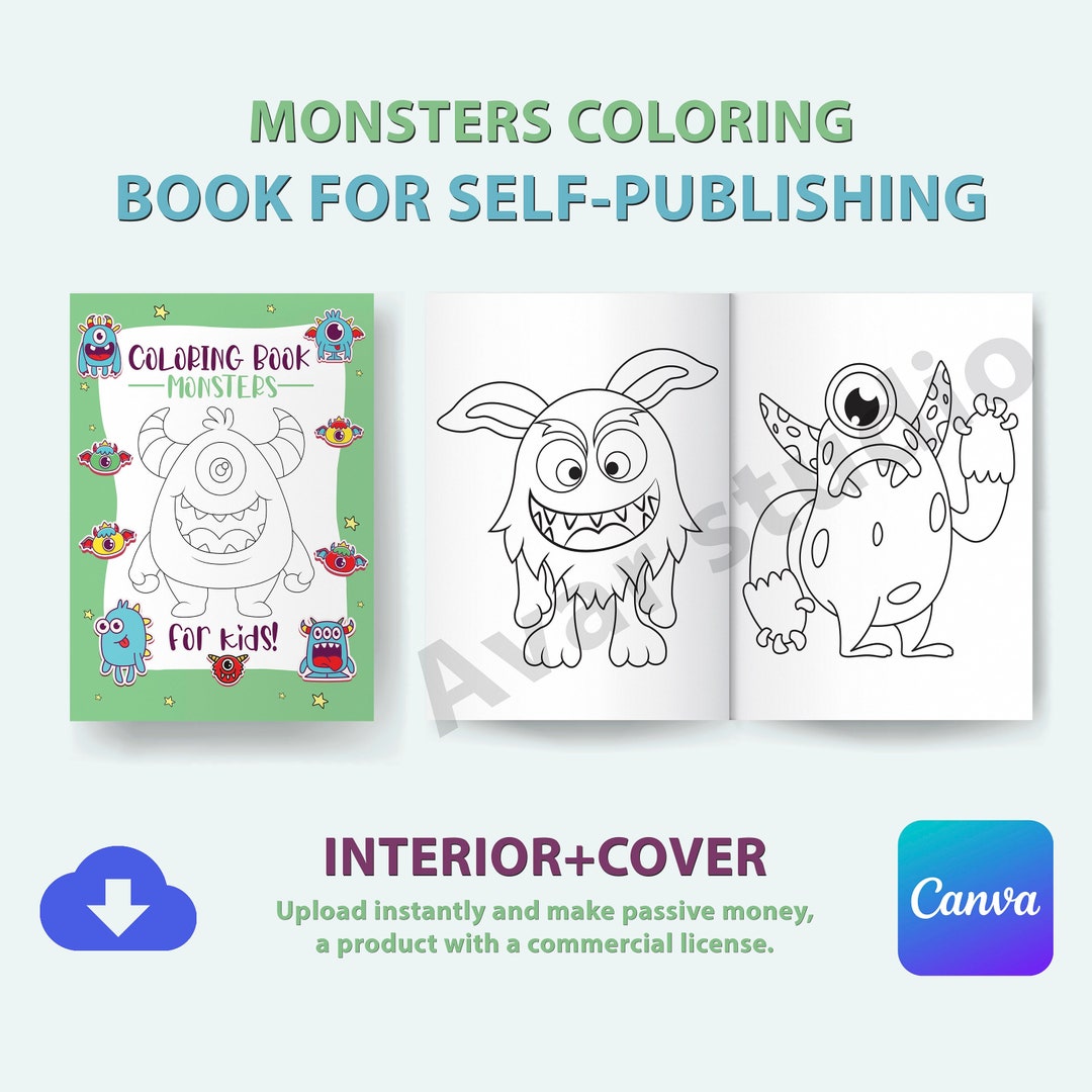 Printable Coloring Book With Monsters BOOK for SELF-PUBLISHING With ...