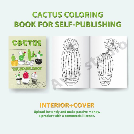 Cactus Coloring Pages Book | KDP Interiors, Commercial License (PDF)