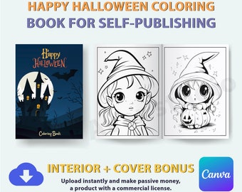 Livro de colorir de Halloween para imprimir | KDP Interior, Bônus de capa (Licença comercial)