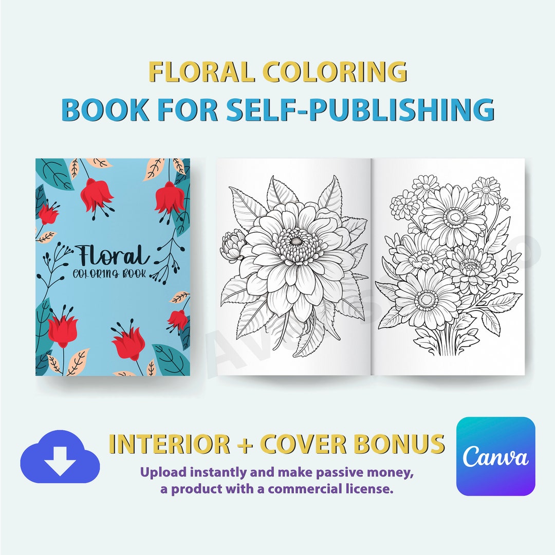 Printable Floral Coloring Sheets Book for Self Publishing With ...