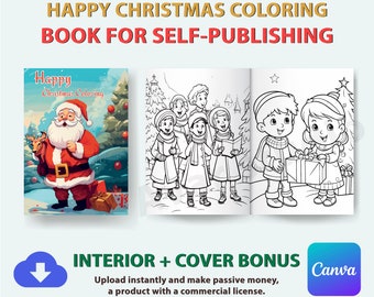Livro de colorir de Natal para imprimir | KDP Interior, editável no Canva