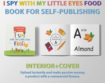 Książka z zadaniami „I Spy Food” | KDP Interiors z licencją komercyjną (PDF + AI)