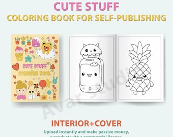 Kawaii Coloring Book – Illustrations, KDP Interior (Commercial License)