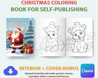 Livro de colorir de Natal para imprimir | KDP Interior, editável no Canva