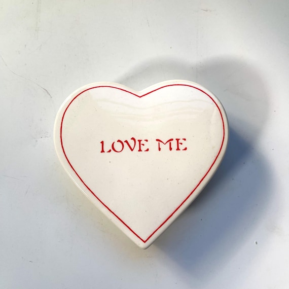 Tiffany & Co. Heart Ceramic Box, Vintage Valentine's Decor Galentine's