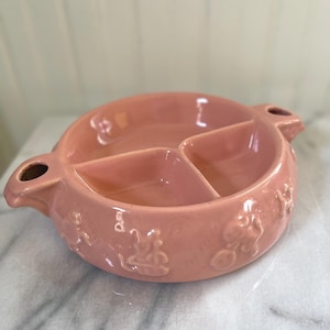 Vintage Hankscraft Pink Baby Food Warming Dish