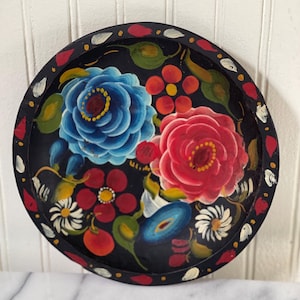 Batea Wood Plate Decorative Floral Bowl Mexican Folk Art Tole Paint
