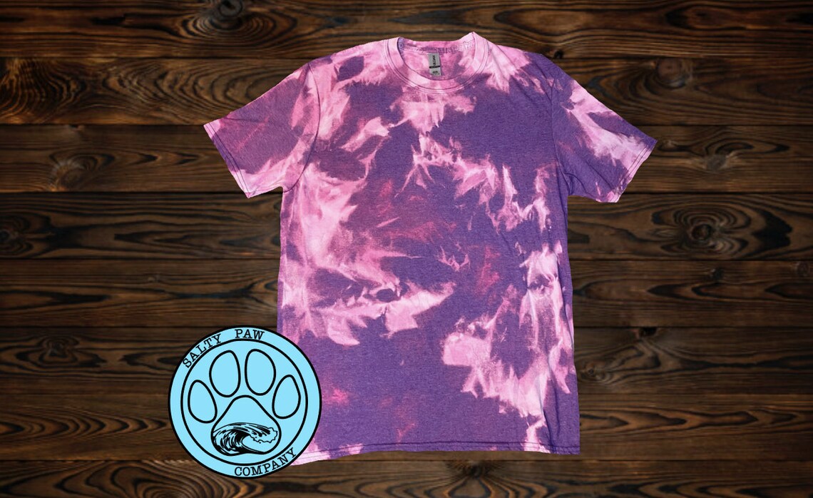 Purple Bleach Tie Dyed Short Sleeve Tshirt Etsy