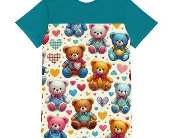 ABDL blauwe beren. Grafische T-shirtjurk