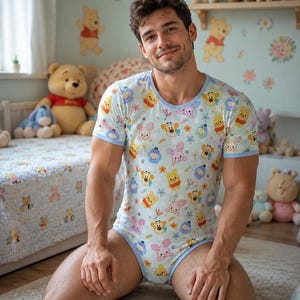 Cute Teddy Bear Onesie | Adult ABDL Bodysuit | Soft Polyester Outfit | Kawaii Nursery Clothing