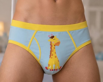 Nursery Style Adult Briefs | Baby Giraffe Print Underwear | Playful Little Space Clothing | Cozy Everyday Fit