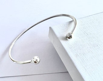 Silver Torque Open Bangle Bracelet Jewellery Gift for Her, Anniversary, Birthday.