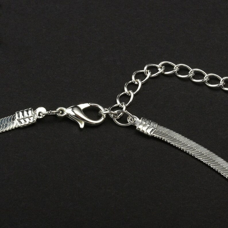 Flat Snake Choker Silver Necklace Flat Snake Chain Silver Necklace Gift for Her