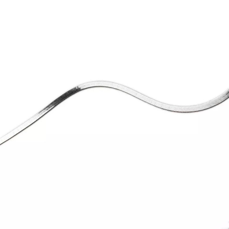 Flat Snake Choker Silver Necklace Flat Snake Chain Silver Necklace Gift for Her