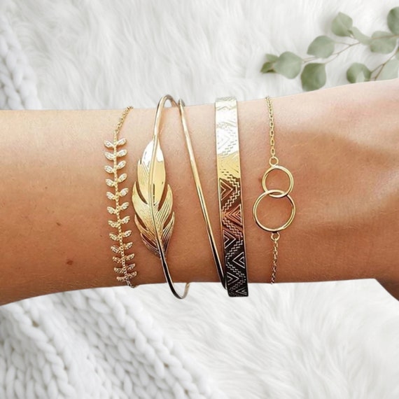 Etsy gold bracelet set deals