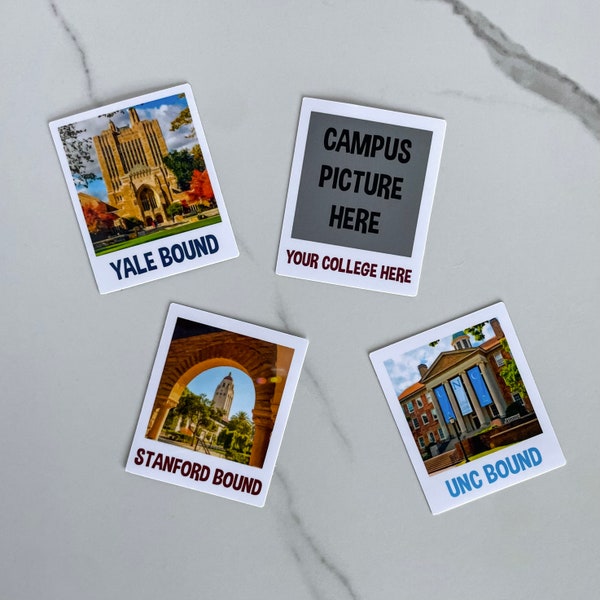 Custom College Polaroid Sticker // College Bumper Sticker // College Bound Personalized Sticker //  College Decal