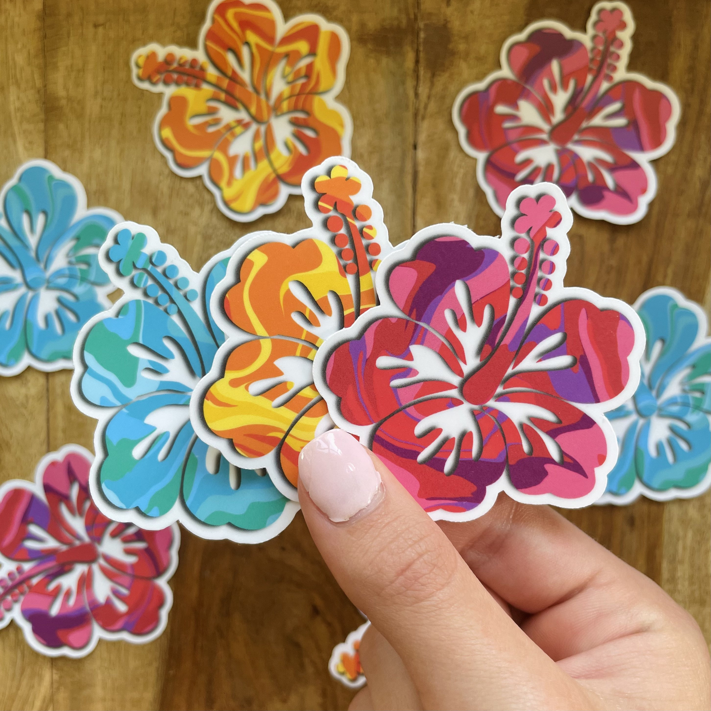 Hibiscus Flower Sticker Pack // Hawaiian Flower Stickers // | Etsy