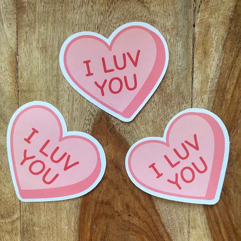 Candy Heart Sticker Conversation Hearts Stickers Valentine\u2019s Day Sticker Valentine\u2019s Day Gift Valentine\u2019s Day Custom Decor