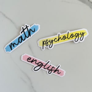 Custom Notebook Labels for School // Notebook Decoration Stickers // Personalized Subject Labels // Notebook Labels Aesthetic Watercolor