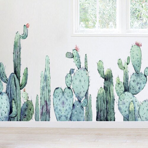 Cactus Wall Decals Nursery Wall Decals Large Wall Mural Etsy