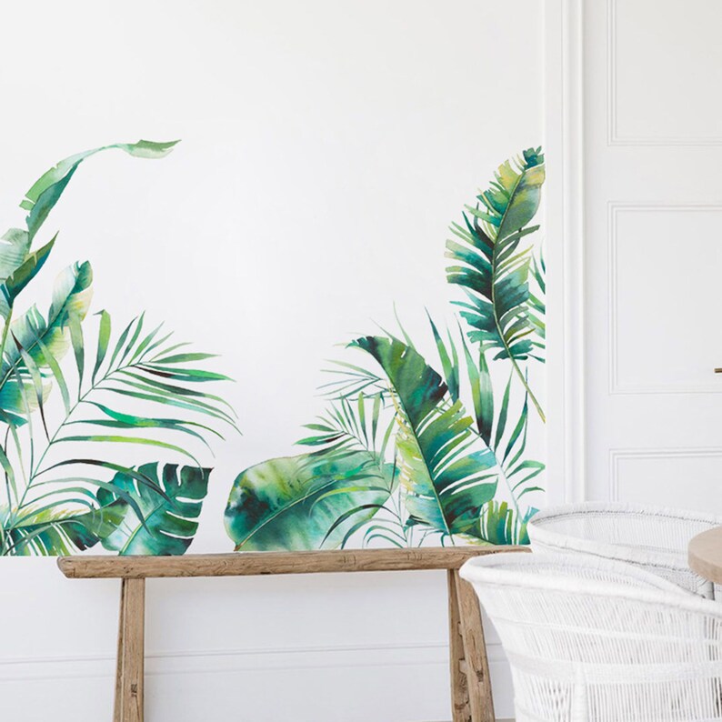 Tropical Plant Wall Sticker Plants Living Room Wall Sticker Etsy