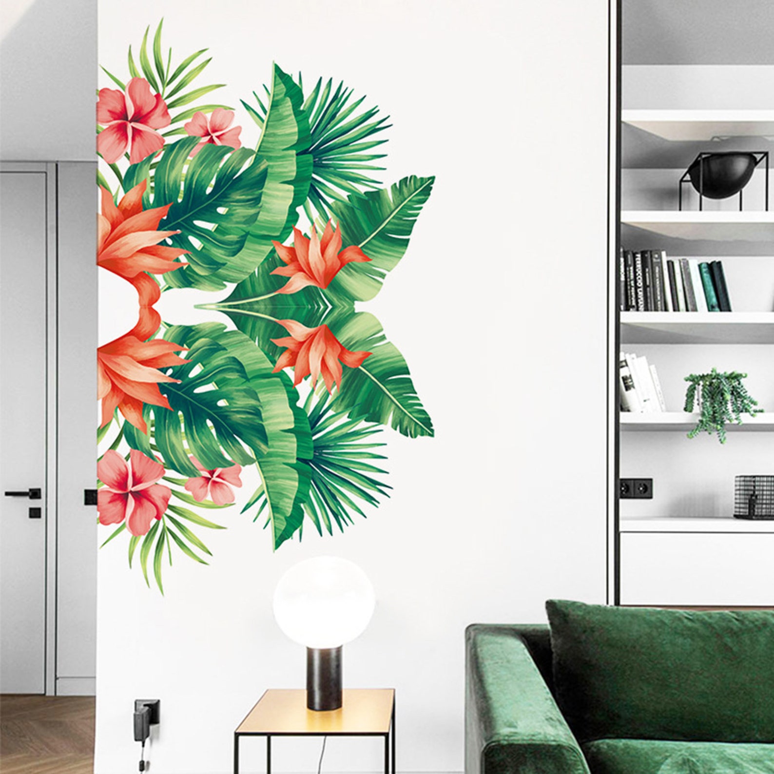 Tropical Plants Diagonal Wall Sticker Plants Wall Decal Etsy