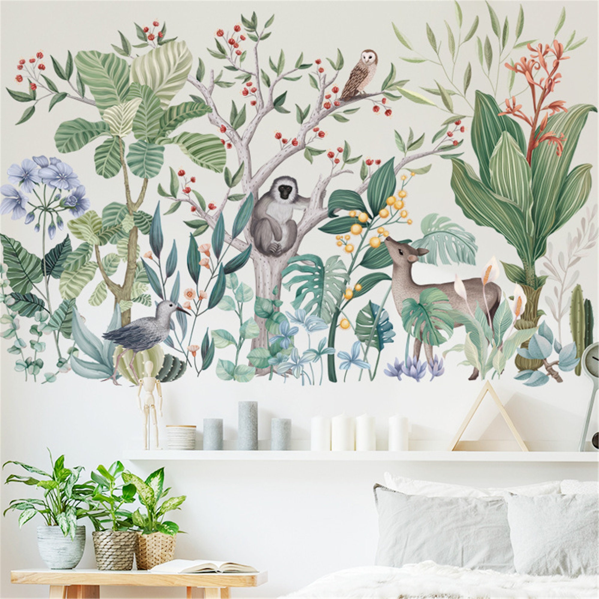 Tropical Themed Stickers Animal StickersMonkey Wall Decal Etsy