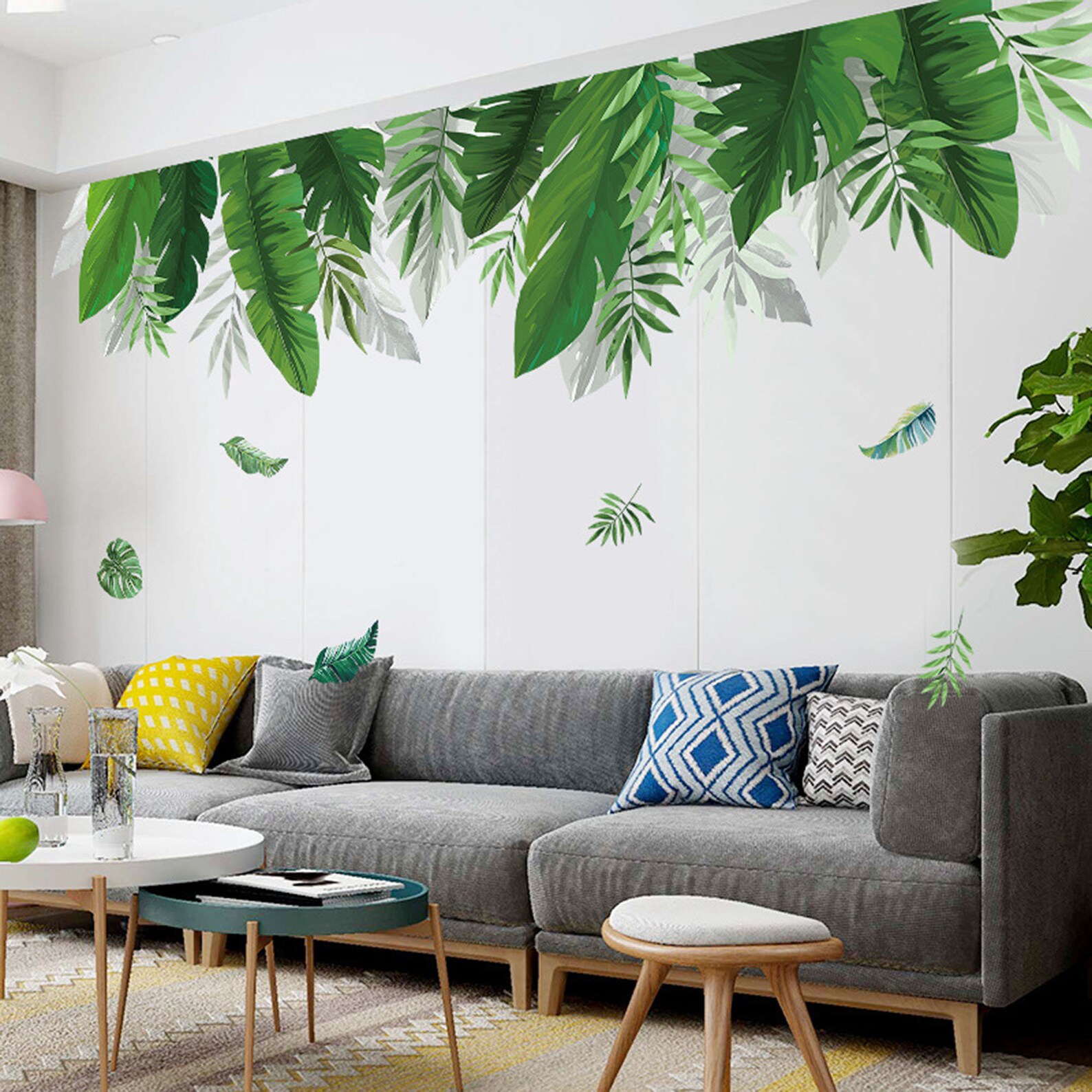 Fresh Green Leaf Wall Stickers Cool Banana Leaves Decal Etsy