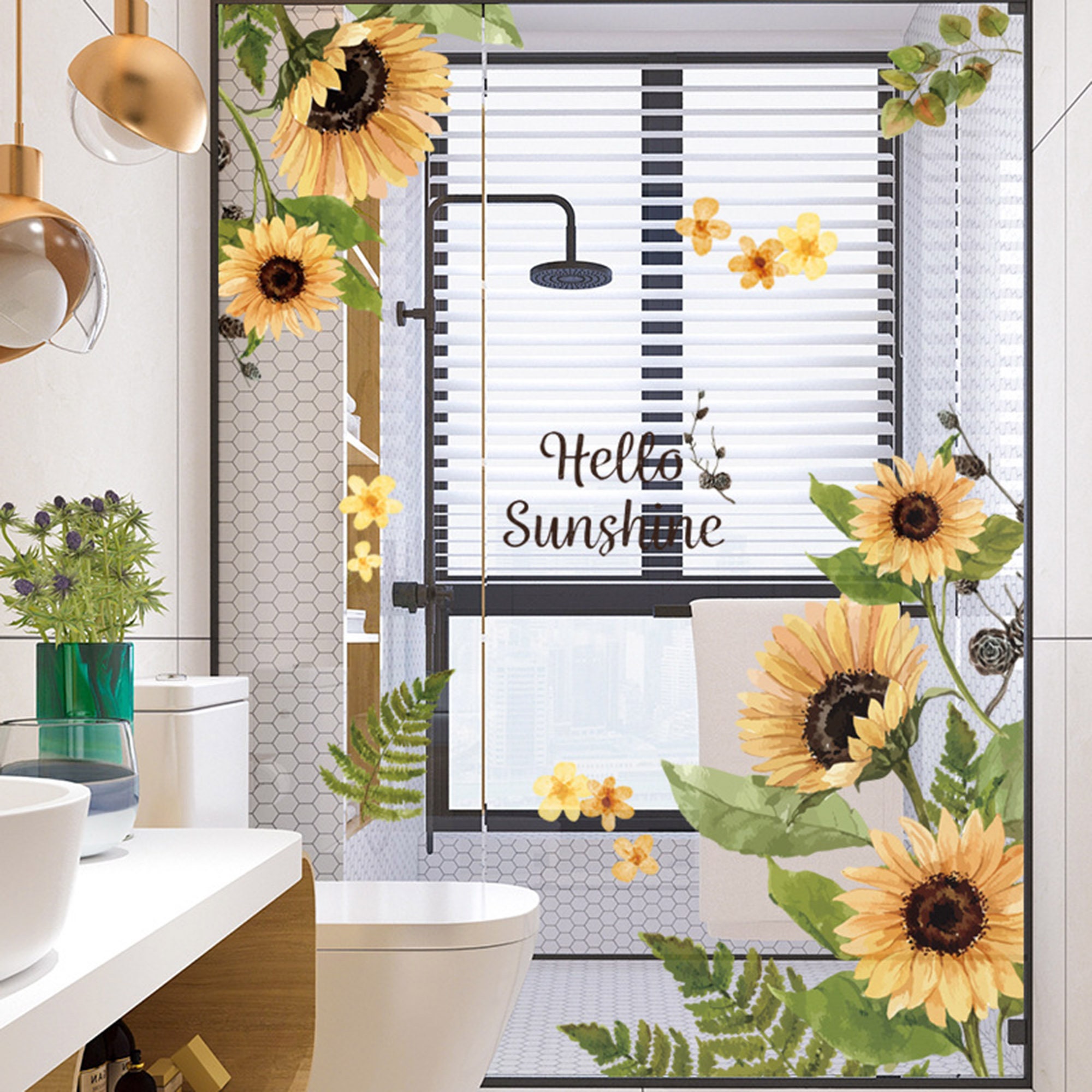 Yellow Sunflower Wall Stickers Sunflower Living Room Decor Etsy