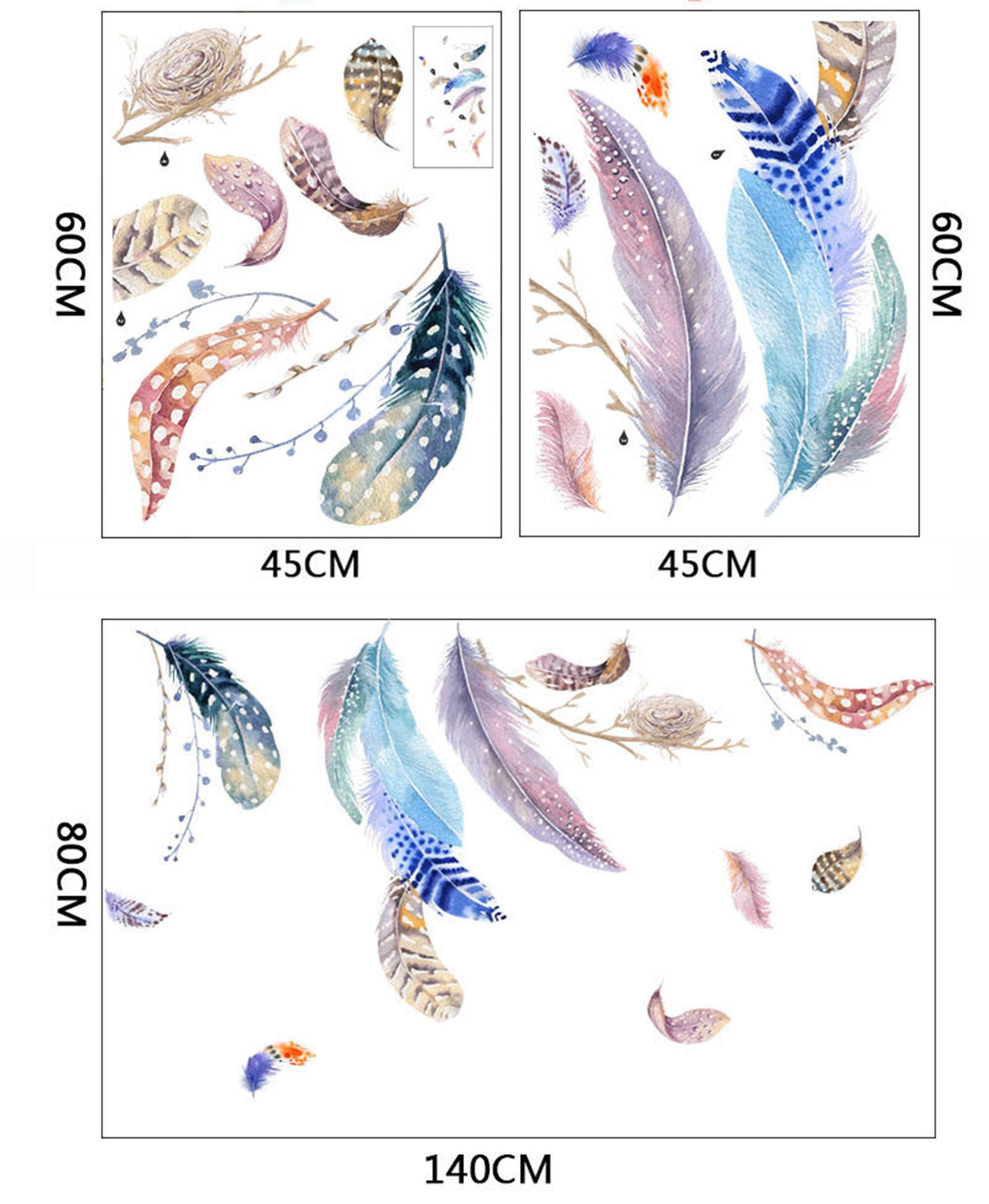 Feather Wall Stickers Wall Sticker Feather Wall Decal Wall Etsy