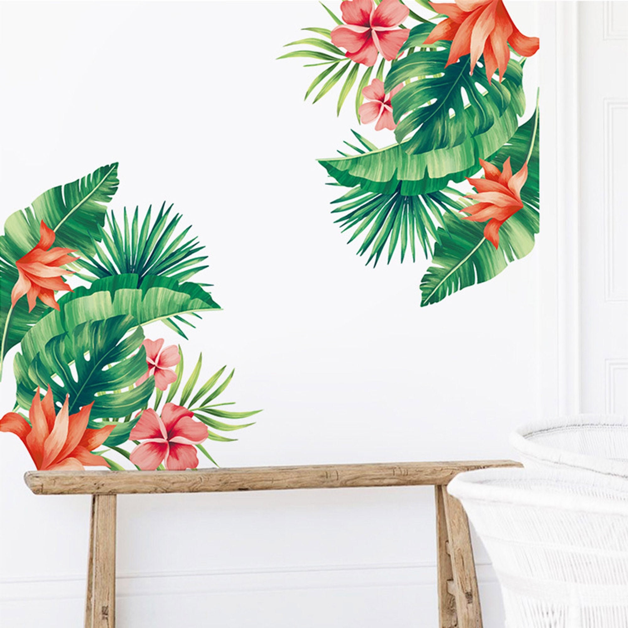 Tropical Plants Diagonal Wall Sticker Plants Wall Decal Etsy