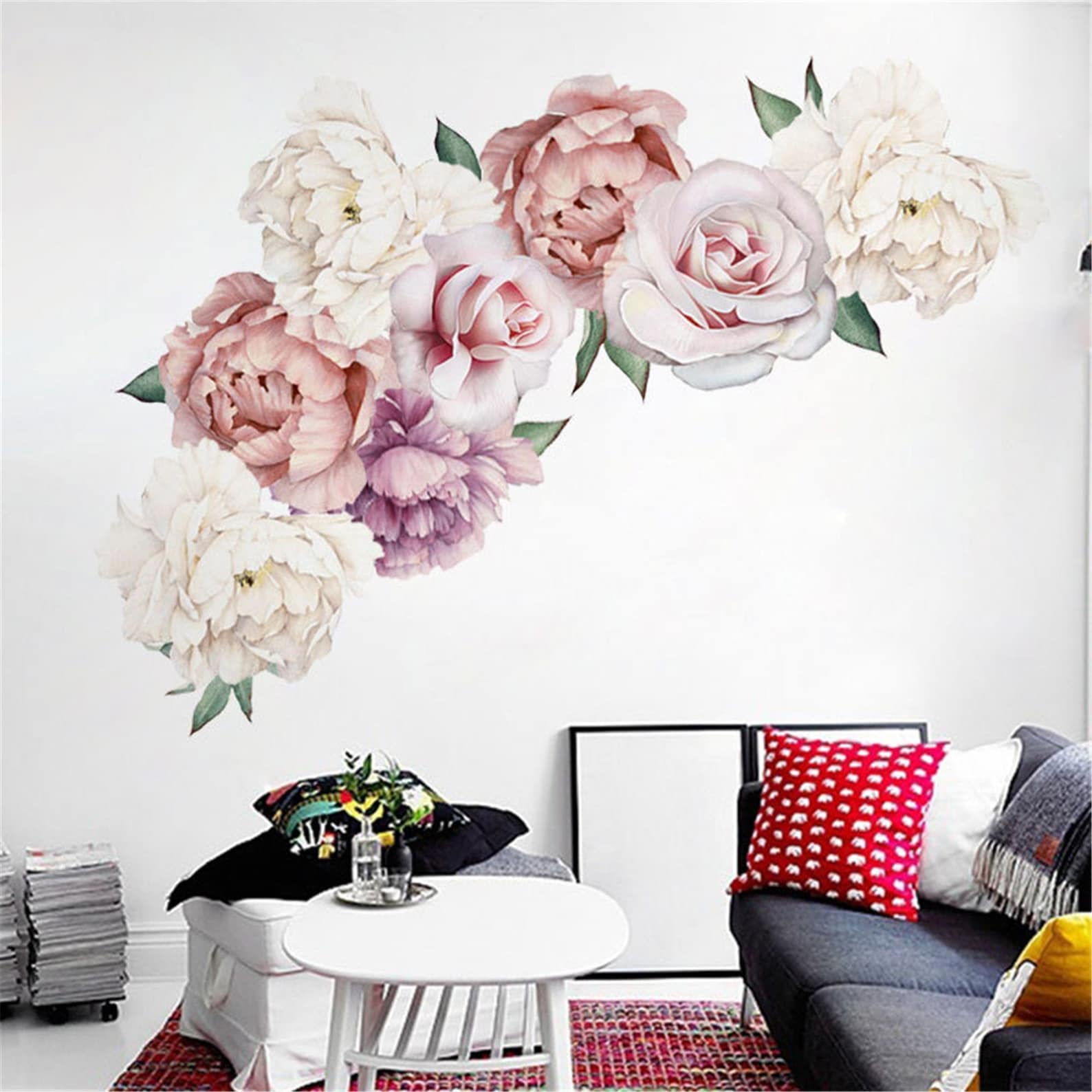 Separate Peony Flower Wall Sticker Watercolor Peony Flower Etsy