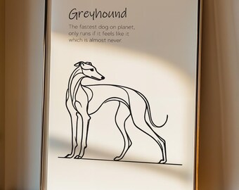 Greyhound Funny Poster Printable Wall Art for Dog Lovers Greyhound Fastest Dog Minimalist Wall Decor Gift Idea Instant Download