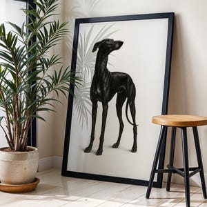 Black Greyhound Poster Elegant Whippet Drawing Print Galgo Wall Decor Sighthound Print Art Instant Download Wall Art Dog Lovers Trendy Decor