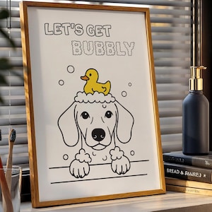 Dachshund Bathroom Poster Funny Sausage Dog Bath Print Art Minimalist Wall Decor for Wiener Dog Lovers Instant Download Bathroom Art