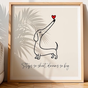 Dashchund Poster Doodle Art Minimalist Print Art Dog Wall Decor Square Sausage Dog Art Poster Quote Dog Lovers Instant Download Poster