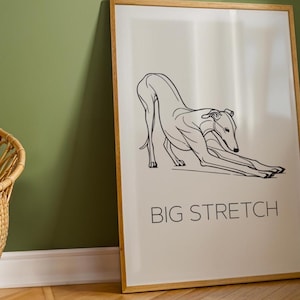 Grande poster minimalista allungato con stampa di levriero Galgo Wall Art Whippet Dog Mom Idea regalo per download immediato