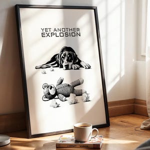 Funny Doberman Pinscher Poster Printable Wall Art Minimalist Home Decor Dobie with a Toy Funny Instant Download Print
