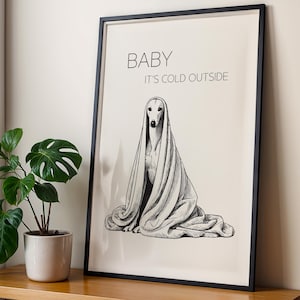 Funny Whippet Galgo Greyhound Poster Printable Art Wall Decor for Dog Lovers Cold Winter Minimalist Poster Gift for Dog Mom