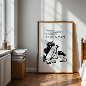 Minimalist Doberman Poster Printable Wall Art Dangerous Dog Sarcastic Home Decor Instant Download Doberman Pinscher Owner Gift