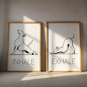 Minimalist Bull Terrier Print Poster Printable Yoga Wall Art Set of 2 Digital Download Posters Instant Download