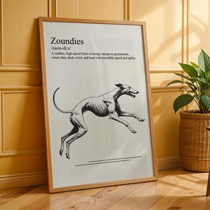 Greyhound, Galgo, Whippet Dog Minimalist Poster Definition Design Printable Wall Art for Dog Lovers Greyhound Zoomies Poster