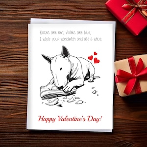 Carte de Saint-Valentin drôle de Bull terrier anglais Design imprimable Carte minimaliste pour les amateurs de chiens Téléchargement instantané