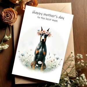 Muttertag Dobermann Druckbare Kartendesign Minimalistische Last Minute Grußkarte PDF Home Print Design für Hundemamas