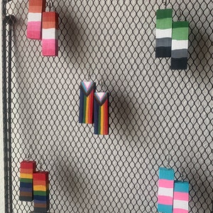 Wooden Pride Flag Earrings