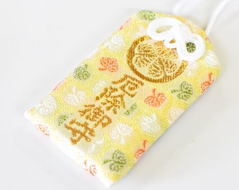 Japanese OMAMORI AMULET CHARM "Anti Evil protection" yellow gold from Zojoji Japan